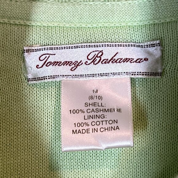 Tommy Bahama Cashmere Sweater Green Zip Medium - Picture 7 of 9